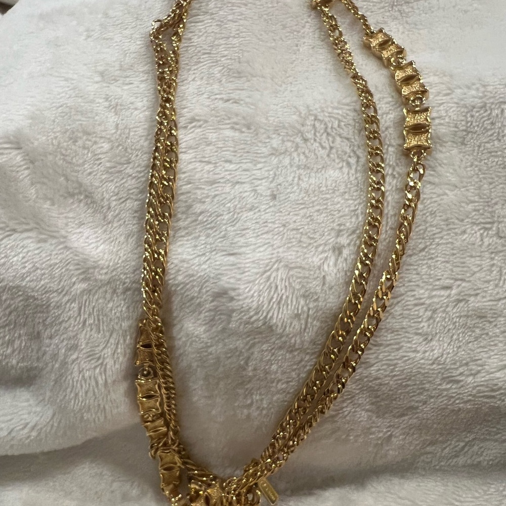Vintage Monet Gold Tone Long Necklace